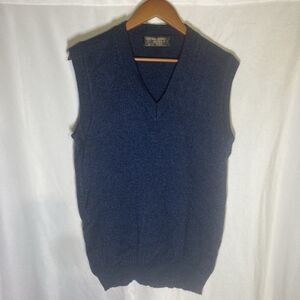 ARTE INKA-BERFASS blue black marled v-neck sleeveless Alpaca sweater vest 40"